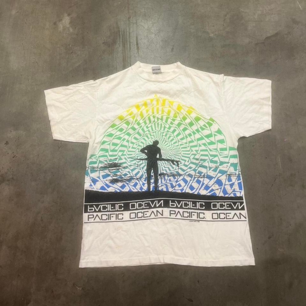 Vintage USA made 1989 ocean‎ pacific aop wrap around single stitch tee shirt